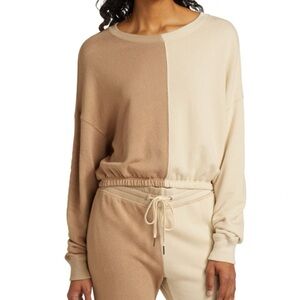 n:PHILANTHROPY Two-Tone Sweatshirt in Beige and Cream